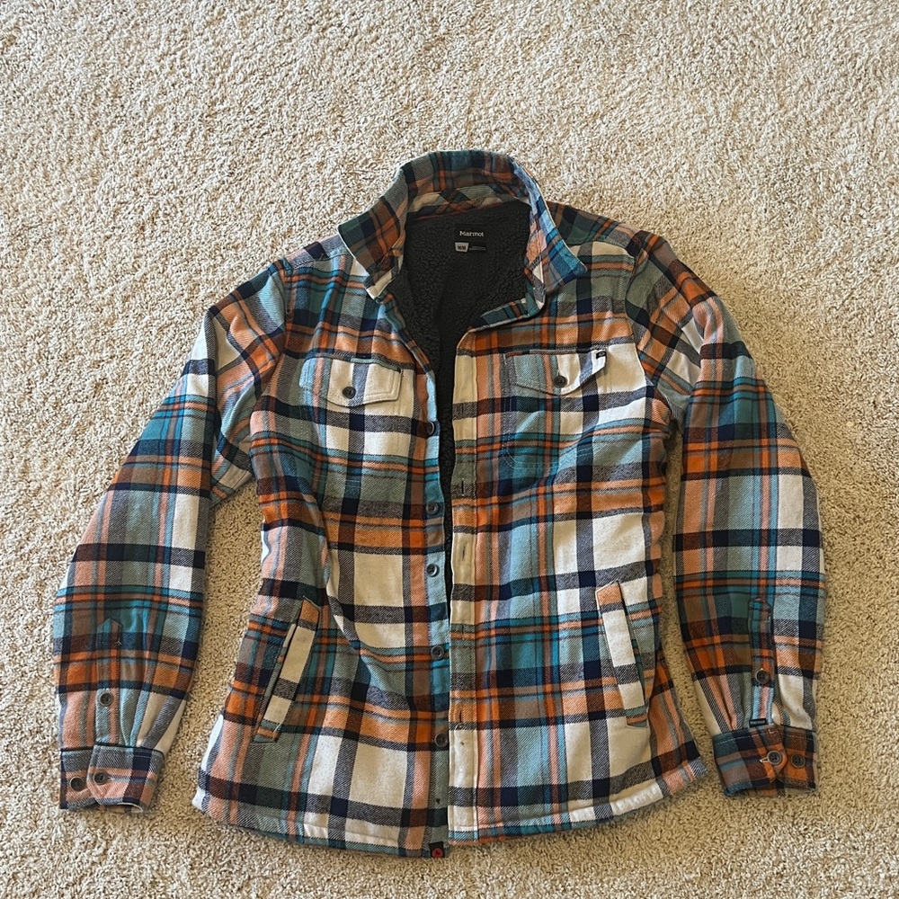 Marmot ridgefield men’s medium sherpa lined flannel jacket